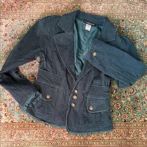 Vintage Teal Corduroy Blazer with Button Details
